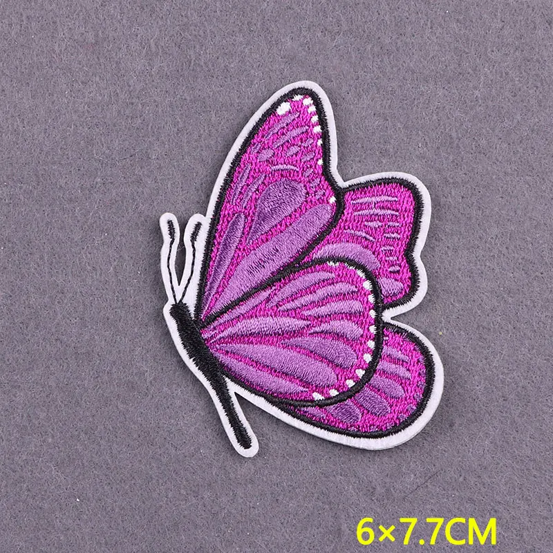 Butterfly Embroidered Patch For Clothing Slogan Patches On Clothes Pink Stripes Clothing Thermo Adhesive Patches Badges Decor