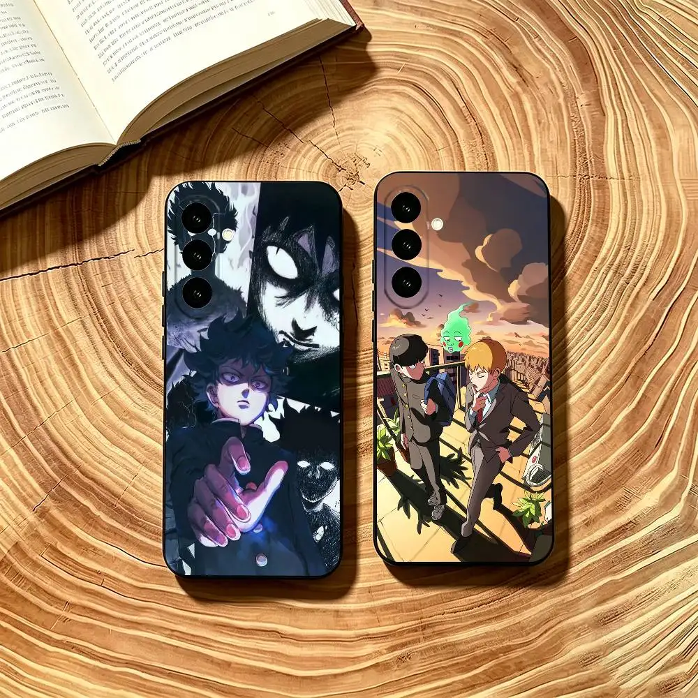 Anime M-Mob Psycho 100 Phone Case For Samsung Galaxy A73,A72,A71,A70,A53,A52,A51,Soft Black Cover