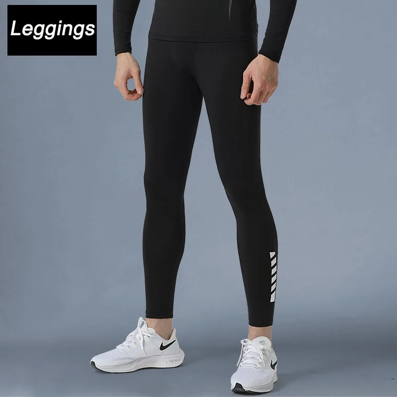Summer 1-2 PCS New Compression Pants Leggings Men Running Sport Quick Dry Pants Fitness Trousers Male Training Workout Clothing image 5