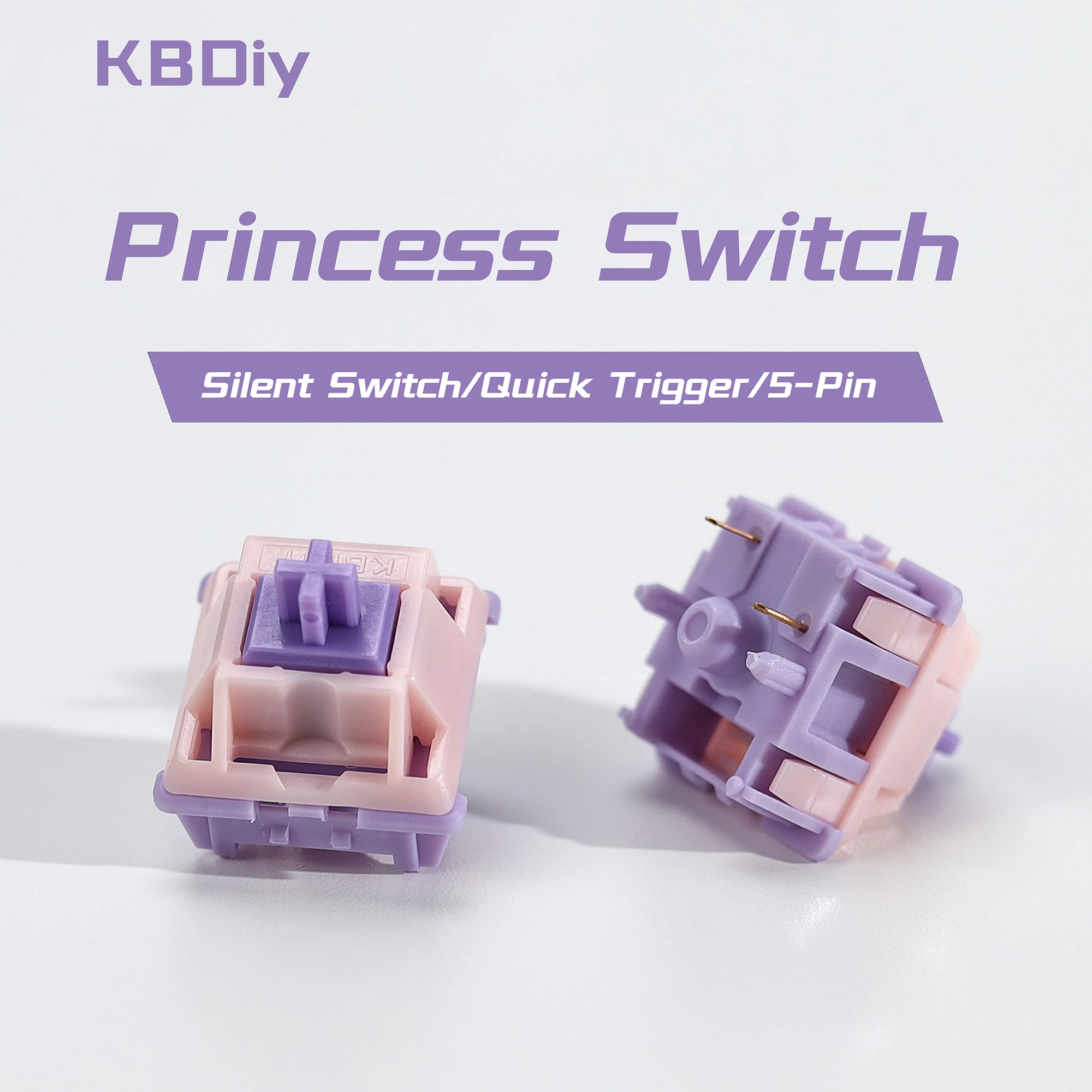 KBDiy 35Pcs Princess Switches 5Pins 45gf Factory Lubed Silent Switch With MX Keycaps for Gaming Mechanical Keyboard GMK67 Hi75