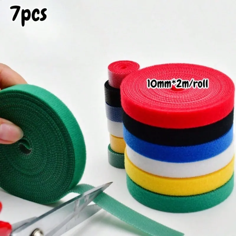 7-Roll Mixed Color Back-to-Back Velcro, Reusable, A Great Helper for Storing Various Threads