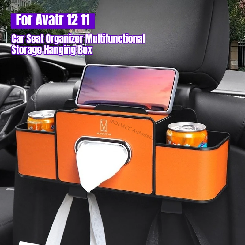 

For Avatr 12 11 Car Seat Back Organizer Hanging Storage Bag Phone Cup Tissue Holder Auto Interior Stowing Tidying Accessories