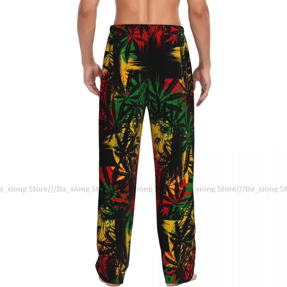 Men\'s Casual Pajama Sleeping Pants Lion Rasta Pattern Lounge Loose Trousers Comfortable Nightwear