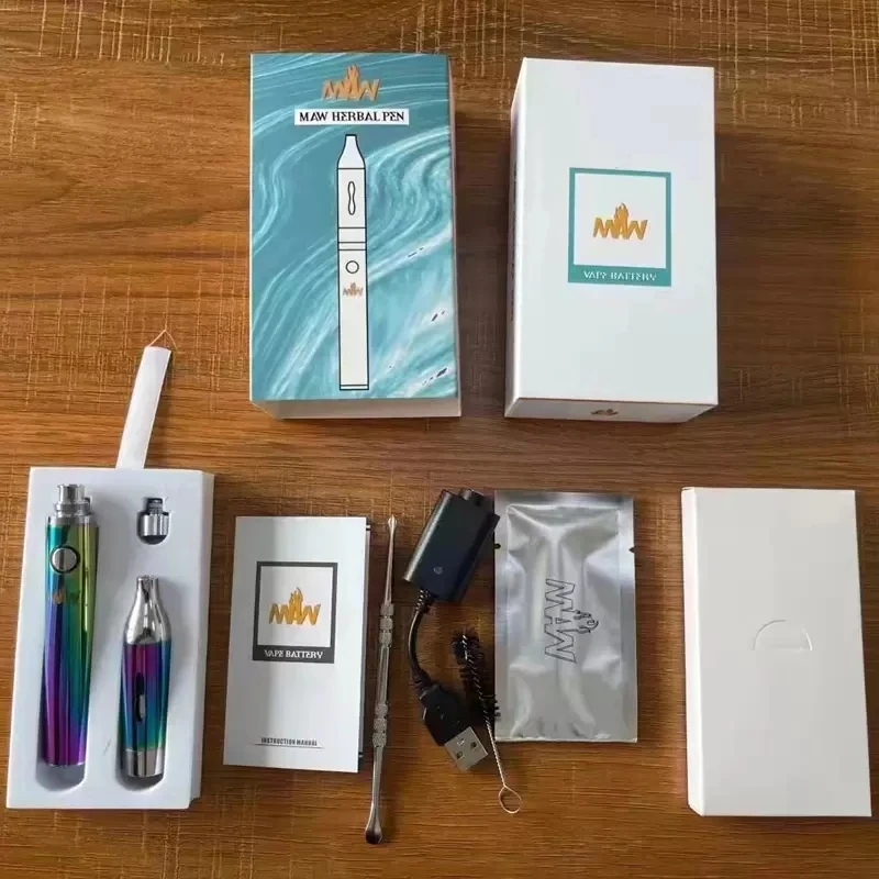 MAW Slim Ervas Starter Kit Caneta Vape com 2-em-1 Substituível Bobina de Donut ajuste Da Bateria 1300mAh eGo Atomizadores Cera Erva Seca Vaporizador