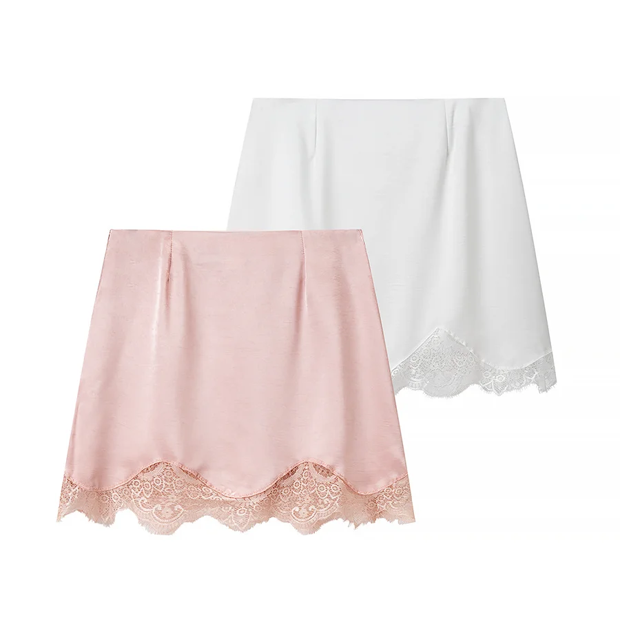 Sexy Faion  Skirt Bodycon ort Skirt Street Sle Polyester Fiber mid Waist Design Commute Friendly Embroidered Lace