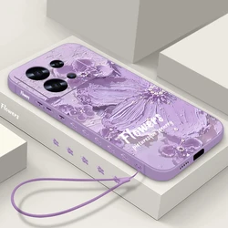 Floral Pattern Lanyard Soft TPU Case For Xiaomi Poco X6 X5 F6 11T 13T Pro Redmi Note 13 4G 12 11 10 13 Pro Plus 5G Phone Cover