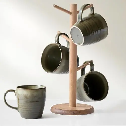 

Набор из 4 керамических кофейных кружек Ava Nord, 14 унций – подходят для микроволновой печи и посудомоечной машины, из каменной керамики с реактивной глазурью для чая, латте, капучино –