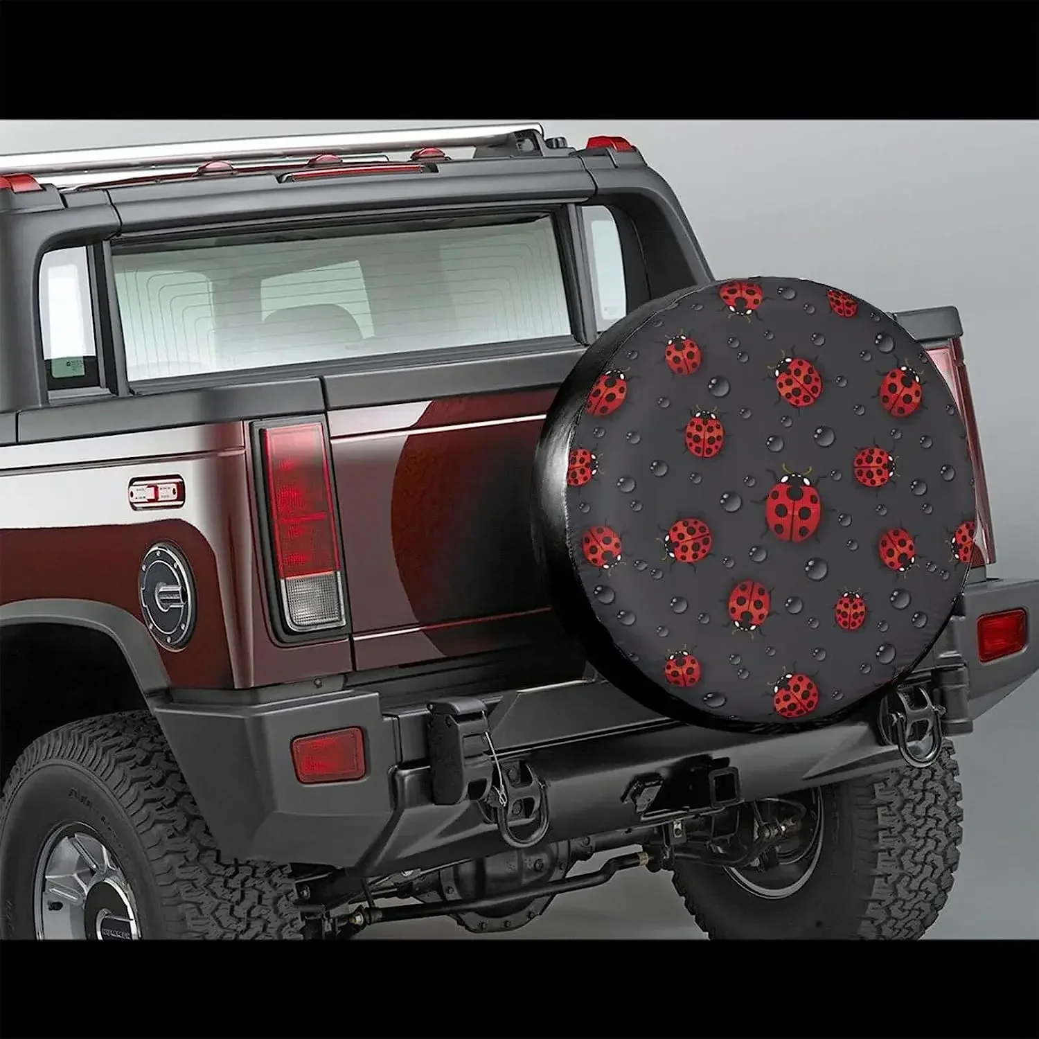 Red Ladybugs Rain Spare Tire Cover Wheel Protectors Dust-Proof Wheel Tire Cover Fit Trailer Rv Sand Many Vehicle 14in-17in