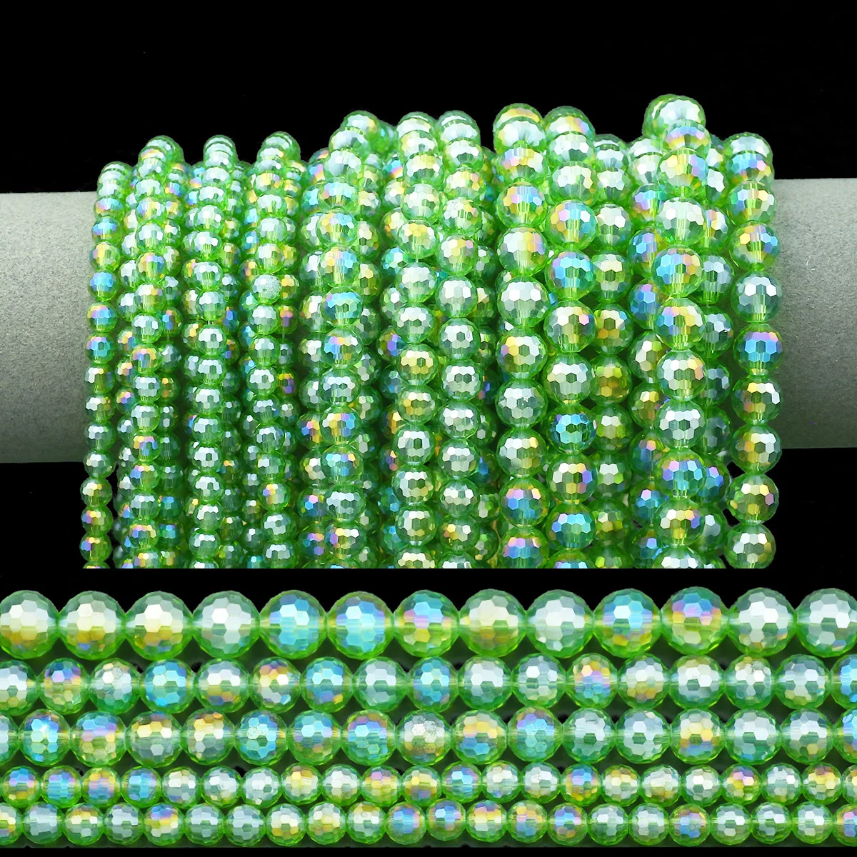 30/50pcs 6/8/10mm Green Round Austrian Crystal Glass 96 Faceted Ball Spacer Loose Beads For Jewelry Making DIY Bracelet Necklace