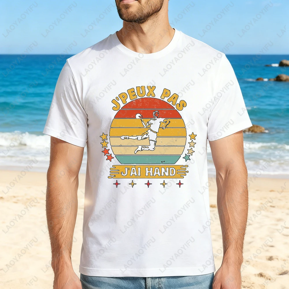 Handball Player Vintage Design Unisex Cotton T-Shirt Summer Beach Casual Wear Sport Fan Gift