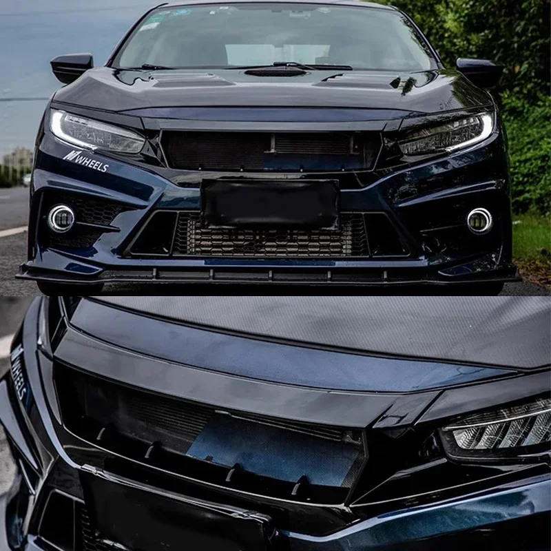 Front Bumper Air Inlet Grille For Civic 10th FK7 FK8 TYPE-R Racing FC JS N1 Style Carbon Grille Lamp eyebrow Trim Accessories