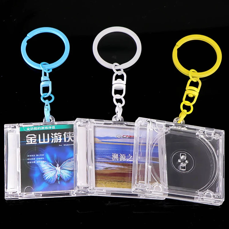 Mini Transparent Blank Album Mini CD Case Key Chain With NFC Music Playback For DIY Backpack Charm Pendant Hanging Decor