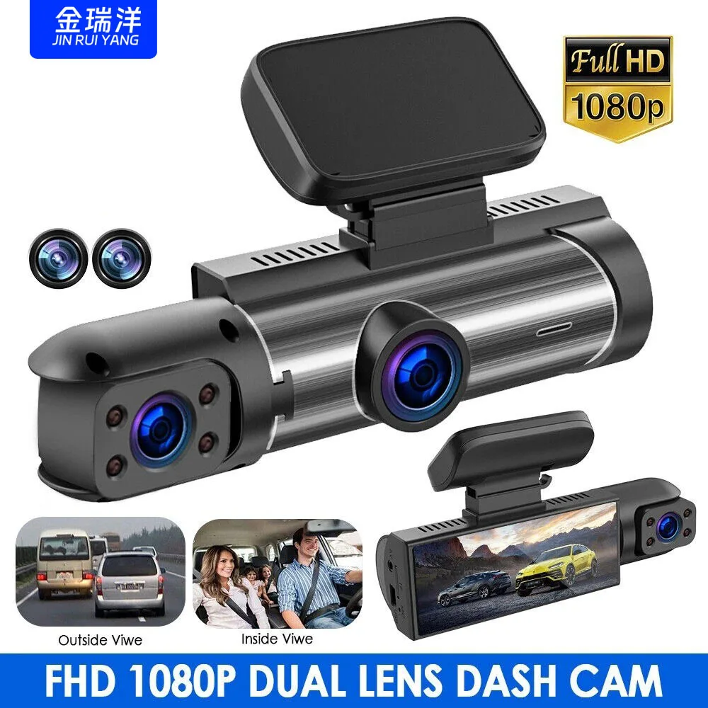 

Dual DVR Dash Car Camera Loop Recording 1080P Dashcam Dual Lens Video Recorder Front Rear Inside 24H Parking Monitor G-Sensor HD