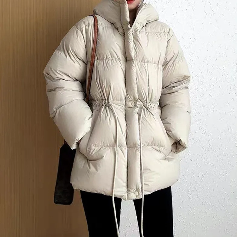 Hooded White Duck Down Puffer Jackets Women Winter Short Loose Thick Down Warm Coats Women Outerwear JK-335 Chaqueta De Mujer