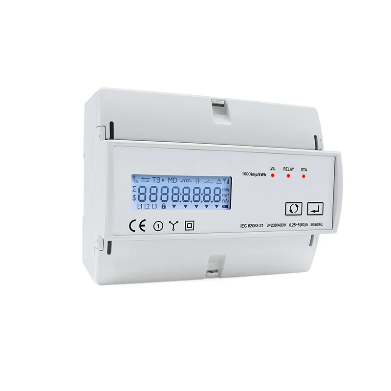 230VAC LCD 3 Phase WiFi Remote Prepaid Smart Electricity Meter Tuya APP RS485 Consumption For Solar PV Systems