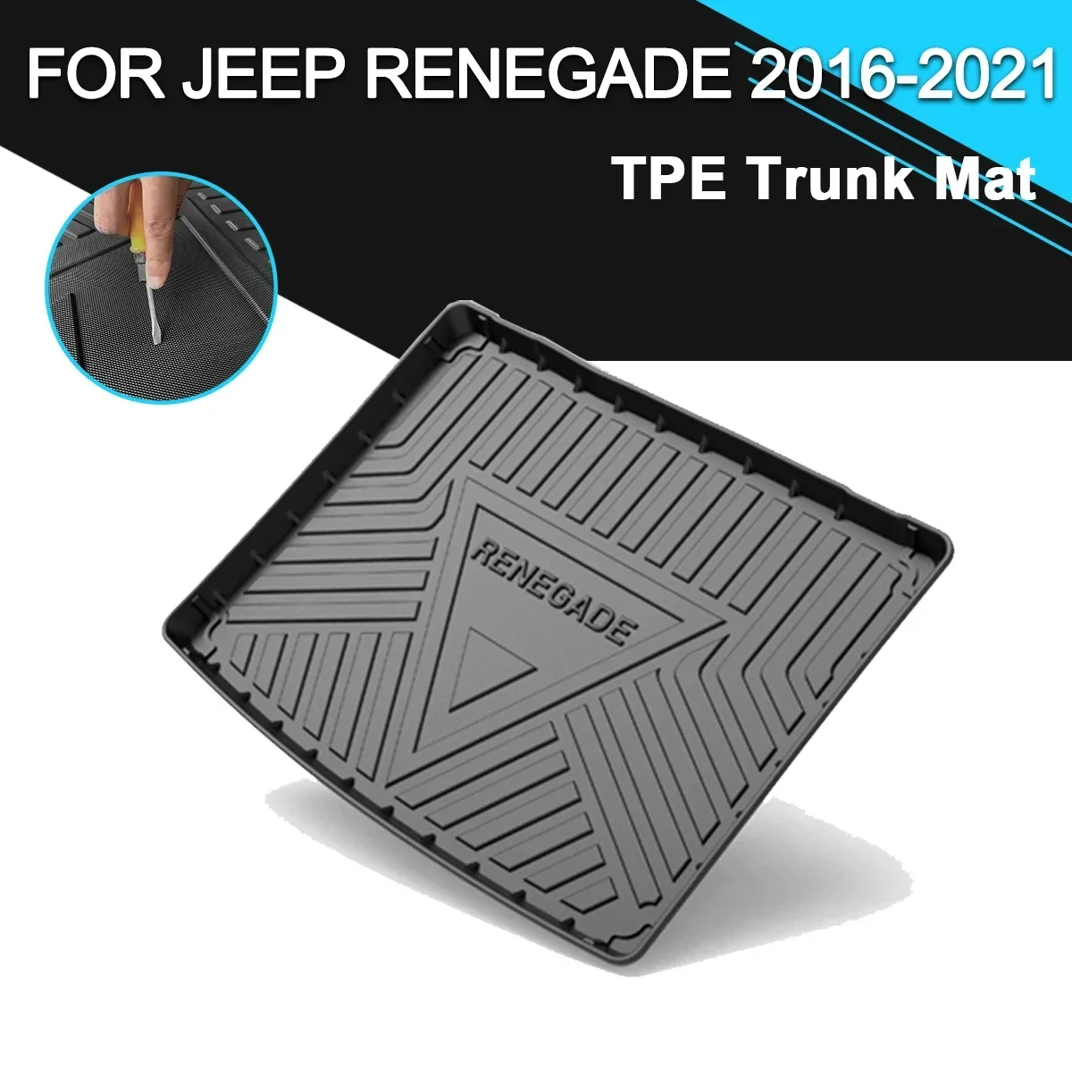 

Car Rear Trunk Cover Mat Rubber TPE Waterproof Non-Slip Cargo Liner Accessories For Jeep Renegade 2016-2021