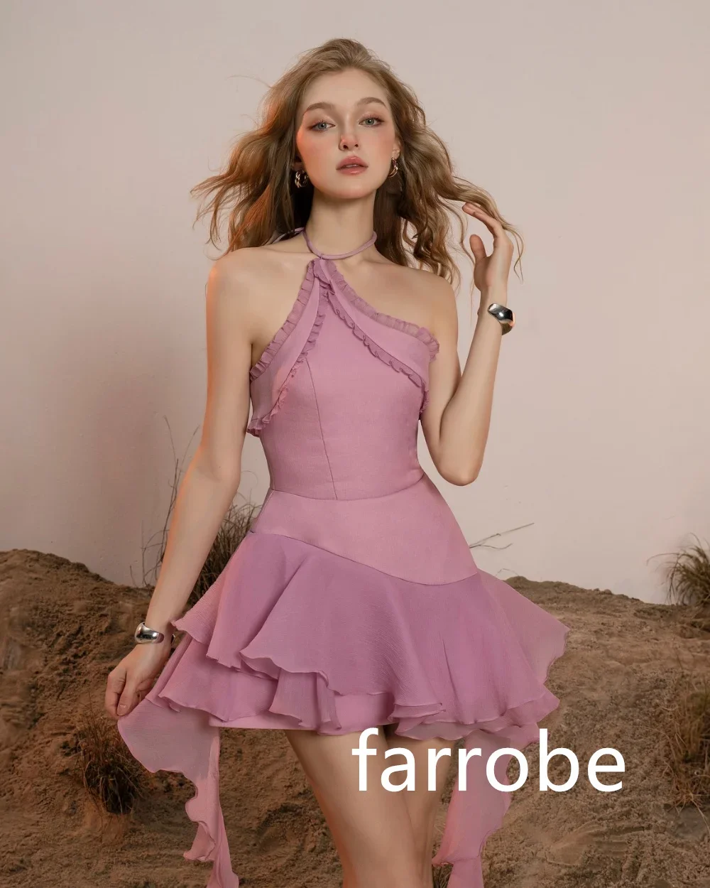 Customized Sizes Available Chiffon Pleat A-line Halter Short Dresses Bespoke Occasion Dresses Classic Exquisite Modern Style Pas