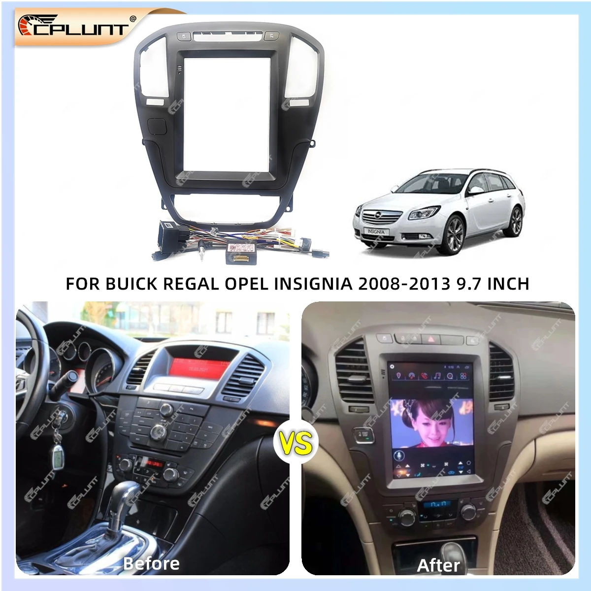 Cplunt 9.7 Inch Car Radio Dvd Fascia Tesla Screen Player Frame For Opel Insignia Buick Regal 2008-2013 Android Mp5 Gps Player