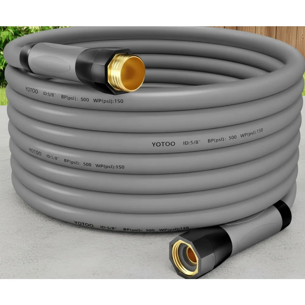 

Heavy Duty 5/8" x 50ft Garden Hose 150 PSI Kink Resistant Flexible All Weather with Brass Fittings