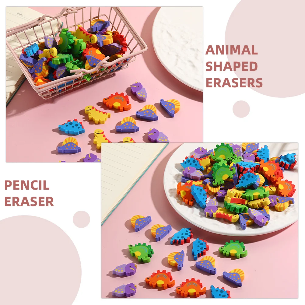 

120pcs Cartoon Dinosaur Erasers Mini Animal Shaped Pencil Erasers For Kids Students Toddlers Classroom Supplies Bulk Stationery