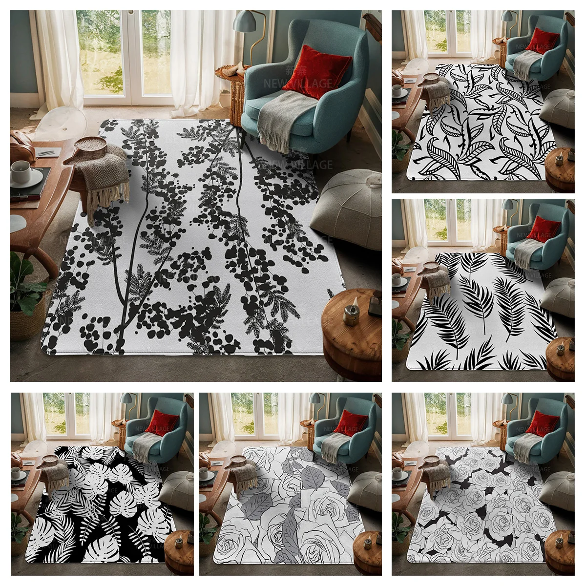 House entrance carpet Home door mat Room Bath Foot bathroom non-slip Kitchen water absorption rugs Modern Nordic boho plant