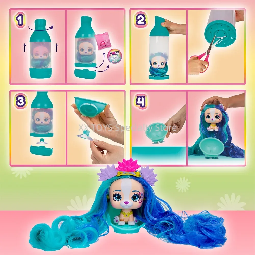 Me encanta los mascotas Vip, muñeca sorpresa para revelar el cabello, vibraciones de primavera, serie 4, trenzado de peluquería, juguete sorpresa para perros, juguetes para jugar a las casitas para niñas