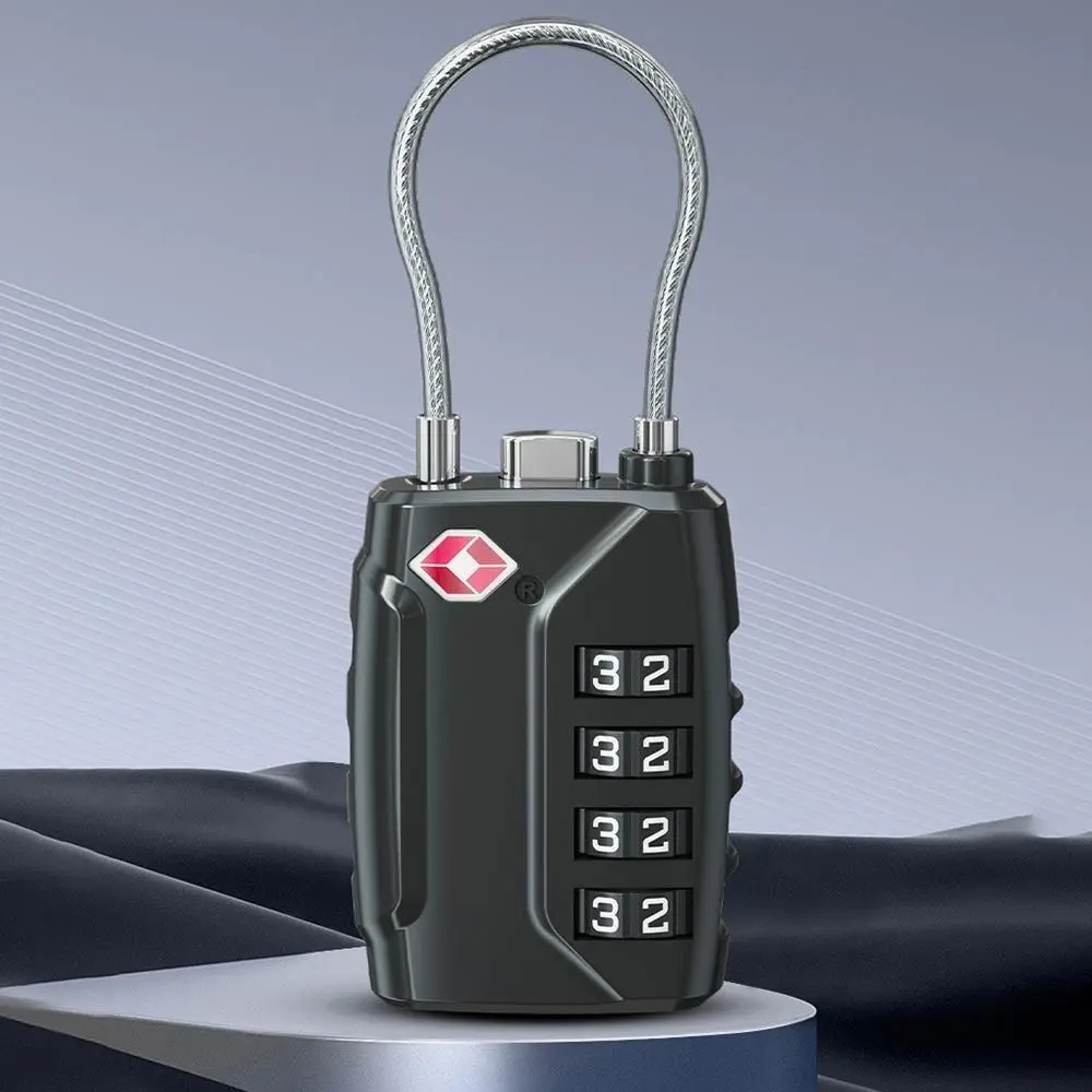 Durable TSA 4 Digit Combination Lock Anti-theft Security Tool Customs Password Lock Padlock Wire Rope Cabinet Lock Travel