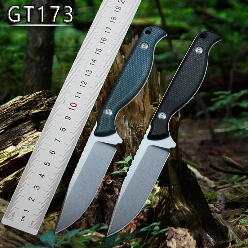 

GT173 Fixed Blade Knife Outdoor Camping Military Hunting Knife K Sheath with Back Clip D2 Steel Straight Knives EDC Tools New