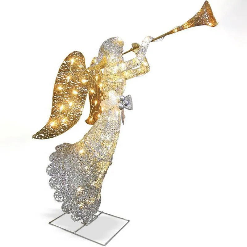 bs-Outdoor 3D LED Angel Lighting Modeling Sculpture Lighted Merry Christmas Sign Motif！