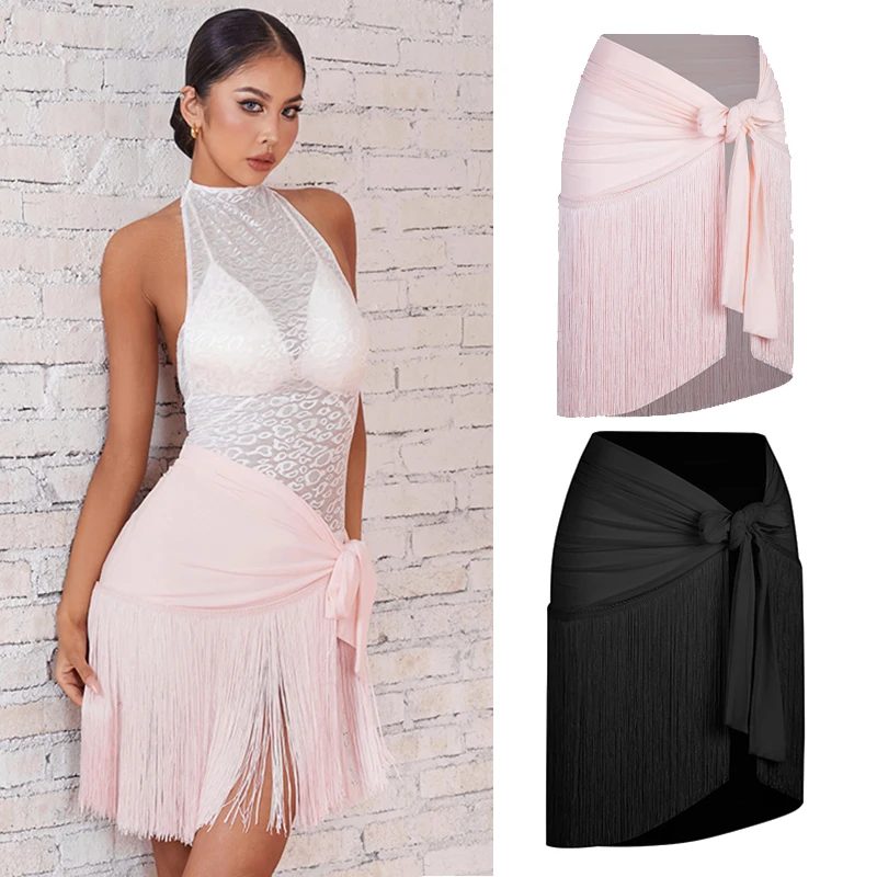 

Latin Dance Skirt Women Adjustable Fringe Skirt Adult Cha Cha Rumba Salsa Dance Cothes Practice Performance Clothing DNV20588