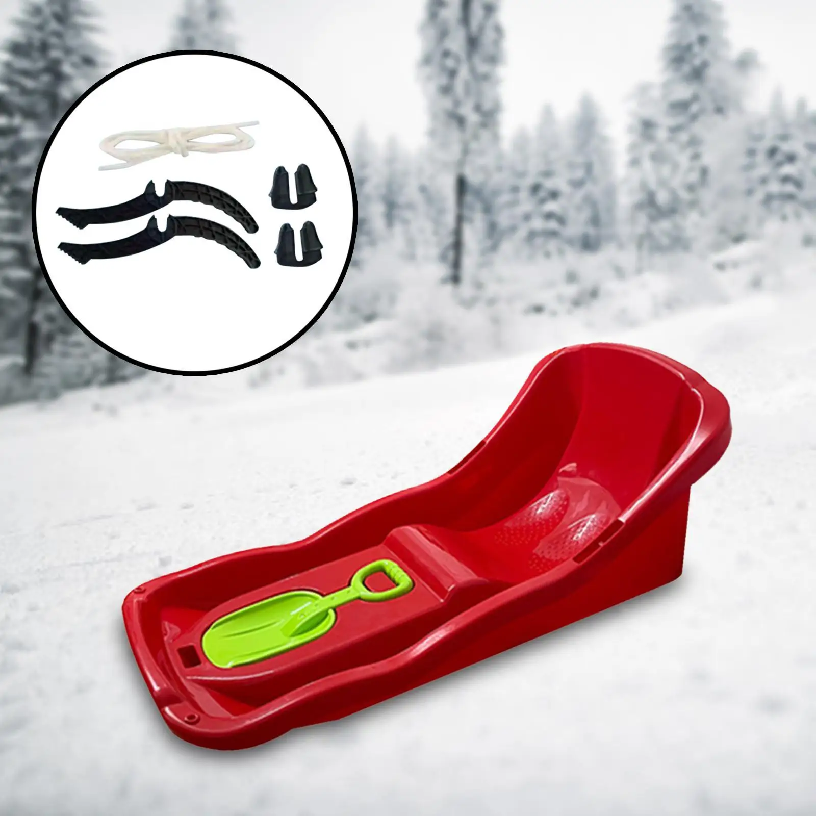 

36inch Snow Sled Sledge Snow Luge Sleigh with Pull Rope Winter Toy Toboggan for Grass Sand Backyard Holiday Outdoor Sports