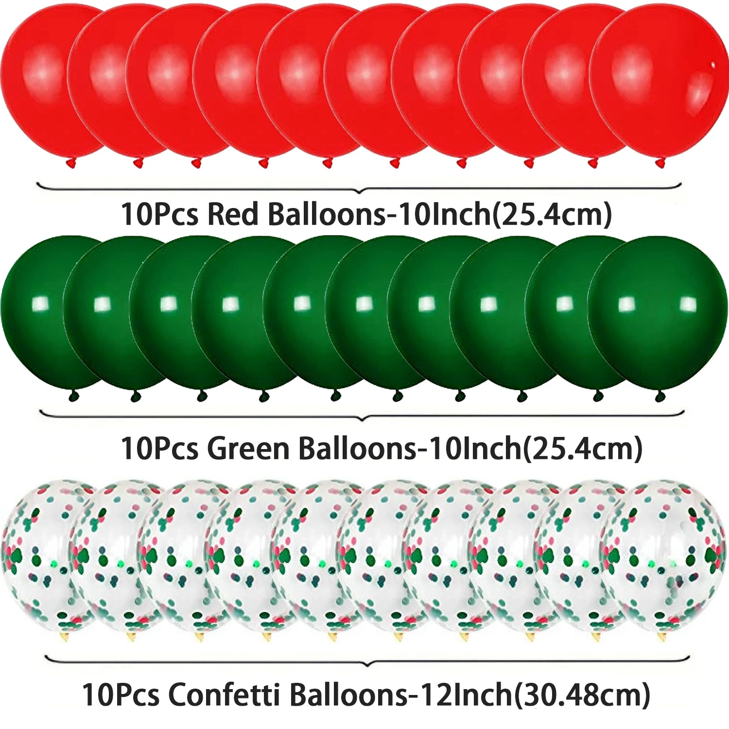 30Pcs Christmas Balloons Green and Red Balloons Confetti Latex Balloons for Christmas Party Decoration