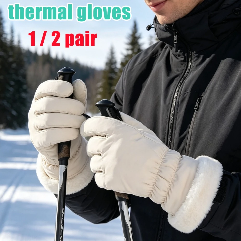 Women Winter Gloves Fleece Lined Thickened Windproof Waterproof Cold Proof Electric Motorcycle Riding Touchscreen