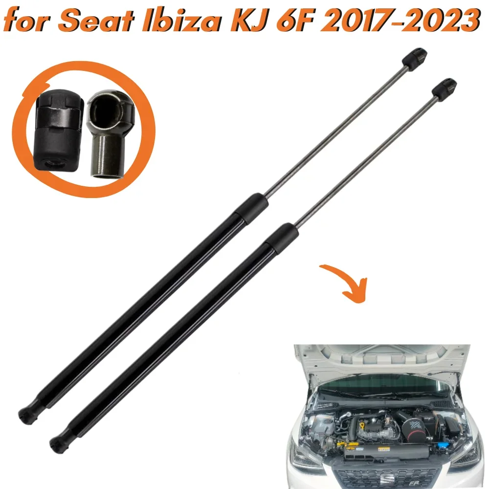 Qty(2) Rozpórki maski do Seat Ibiza KJ 6F 2017-2023 Przednia maska Sprężyny gazowe Amortyzatory Amortyzatory Podnośniki Wsporniki Ramiona