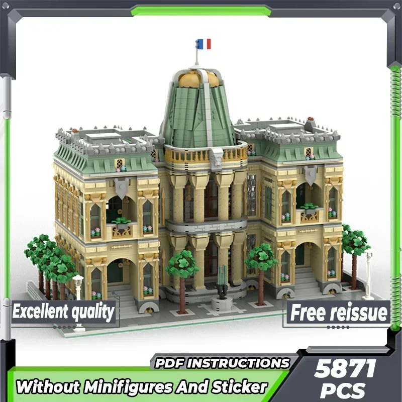 MOC-Briques de construction d'architecture modulaire française, célèbre modèle de vue sur la rue, blocs de technologie, cadeau de Noël, jouets de bricolage, ensembles d'assemblage