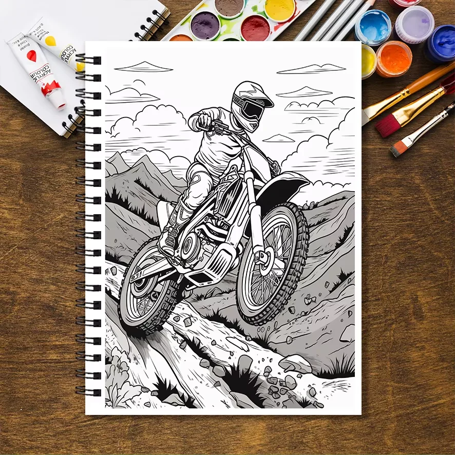 Buku Mewarnai Sepeda Motor Keren - 8,3 x 11,2 inci, 32 halaman - Cocok untuk menghilangkan stres dan hadiah kembali ke sekolah untuk keluarga Anda