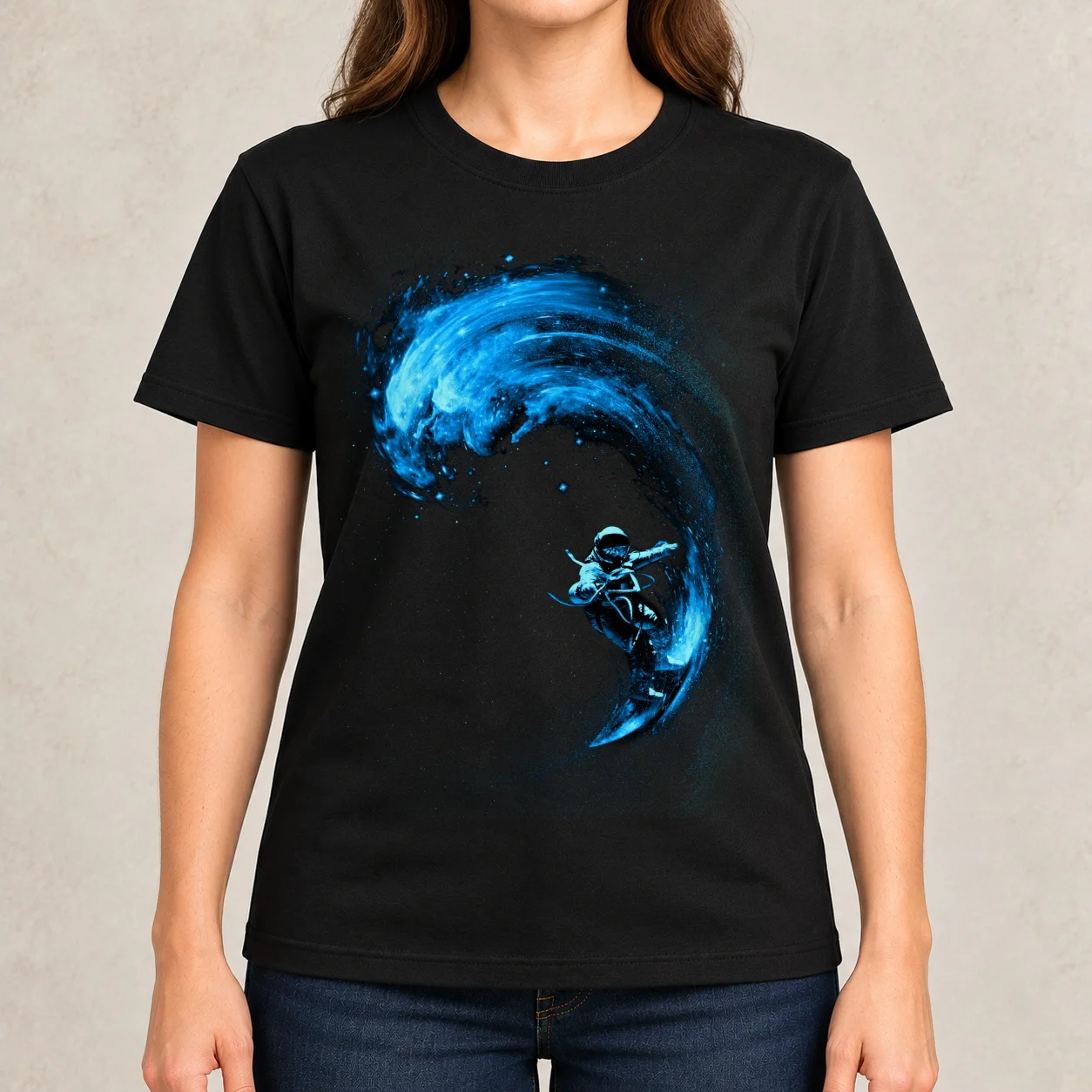 Space Surfing Women T-Shirt oversized customs sweat graphic t-shirts for Women