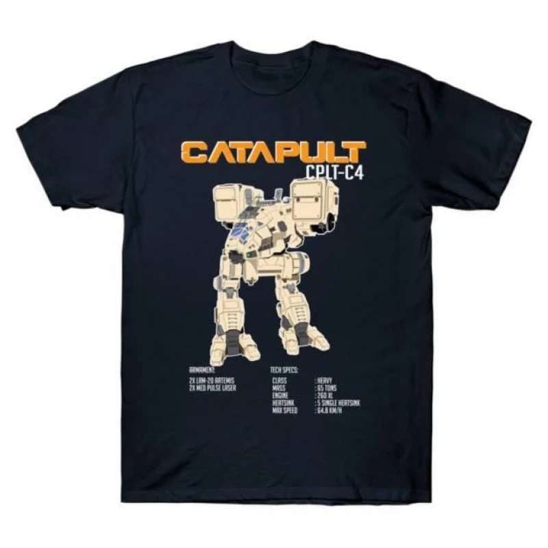 

Mechwarrior Catapult CPLT-C4 MWO Mech Combat RPG Gift t shirt for gamer Battletech Graphic clothes Short sleeve All size tops