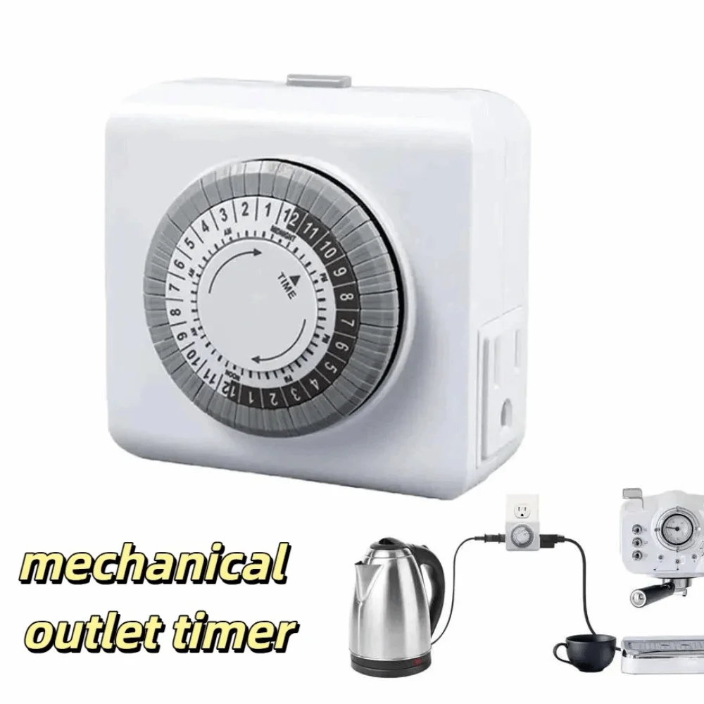 24-Hour Cycle Mechanical Timer 30-Minute Intervals 15A 1250W Outlet Timer Overload Protection High-power Plug-in Timer
