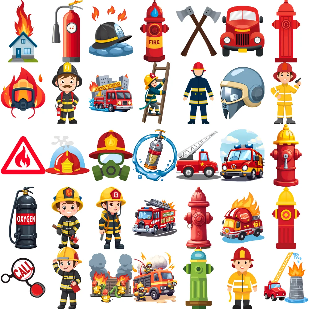 

63pcs Temporary Tattoo Fire Truck Graphics Temporary Tattoo Stickers Firefighter Illustrations For Arms Men Women