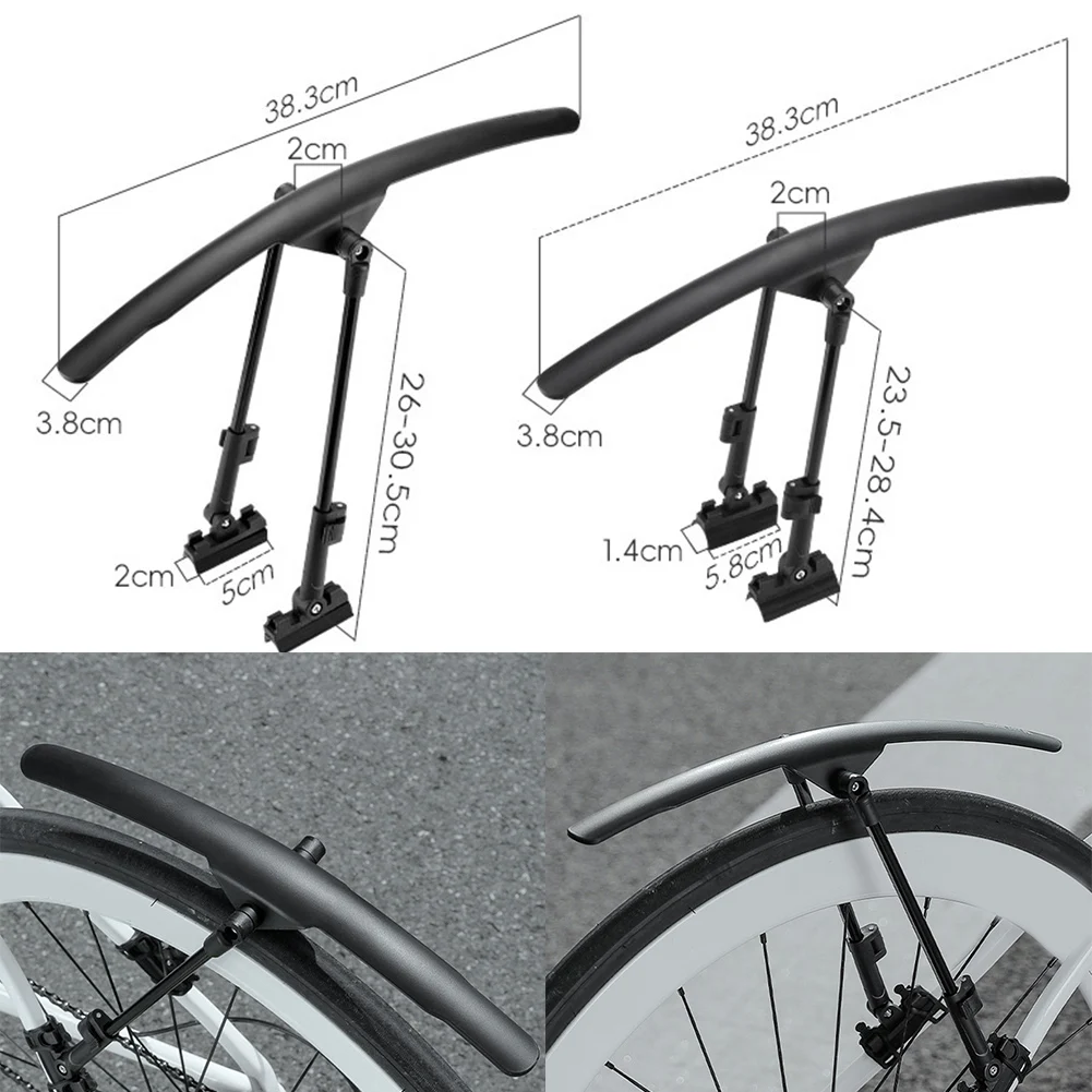 

Front Rear Mudguard Road Bike Mudguard For Wet Conditions Adjustable Fit Lightweight Design Quick Installation Rubber Straps