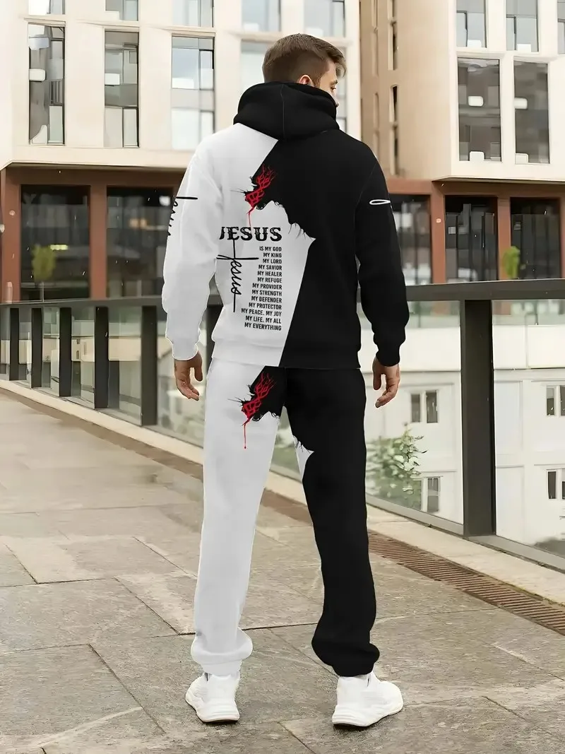 

The new men's hoodie set for Spring and Autumn 2025 features a casual fashionable and comfortable 3D pattern print