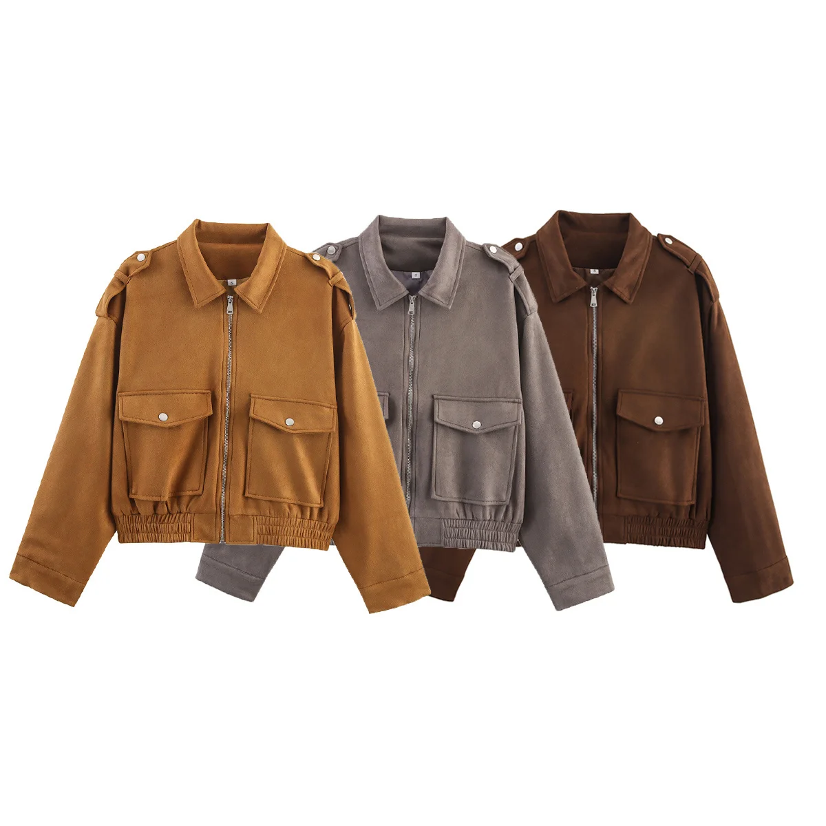 

DiYiG WOMAN 2025 autumn new fashion multi-color suede texture jacket all-match zipper long sleeve jacket Outerwear Mujer