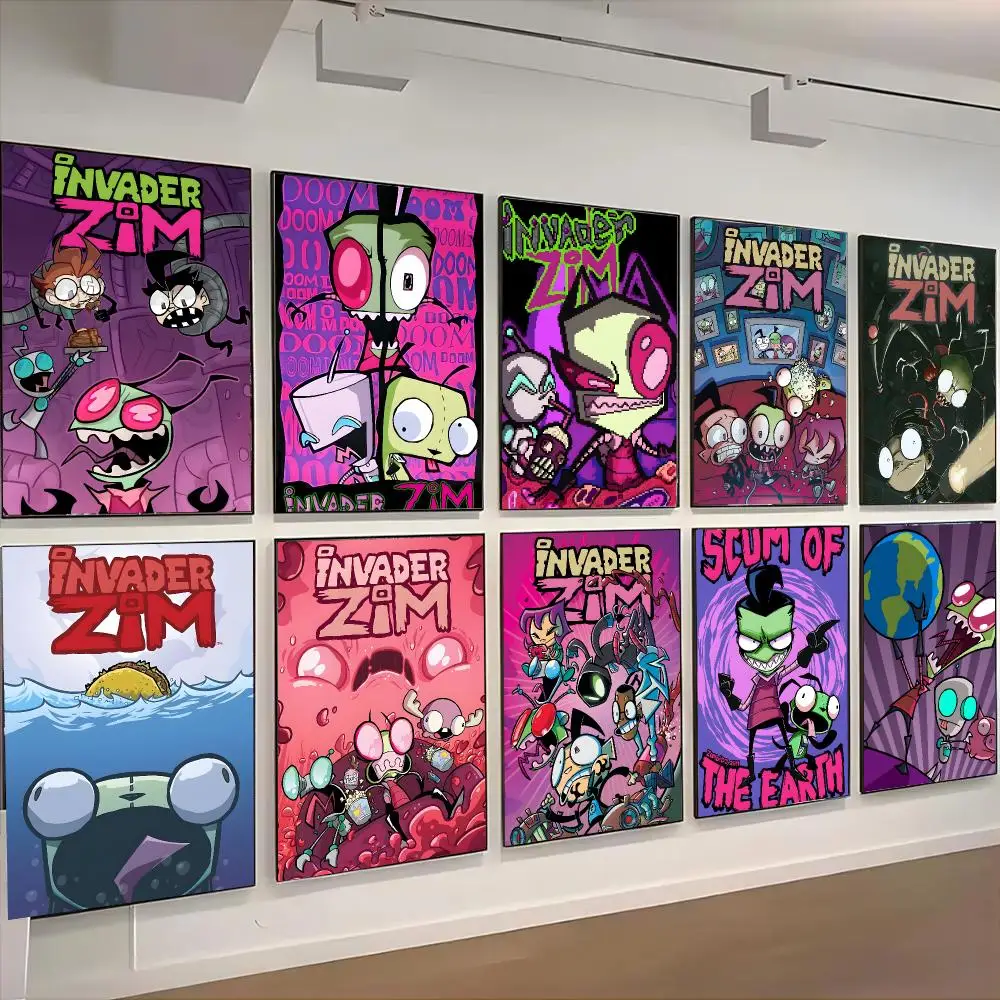 Anime I-Invader Zim Poster Advanced Aesthetic Self-adhesive Printing Paper Wall Art For Living Room Home Decor