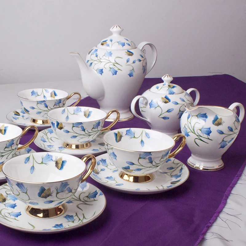 English bone china coffee set afternoon tea set 15 pcs European coffee cup plate wedding birthday gift