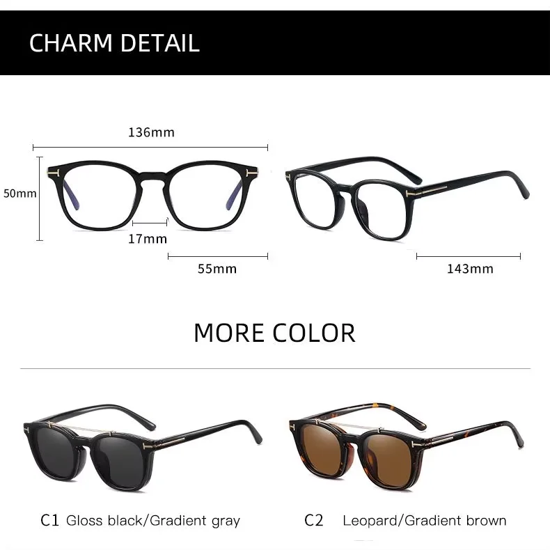 2025 Retro Eyeglasses frames Polarized Magnet Clip glasses frame for men women sunglasses Eyewear spectacles