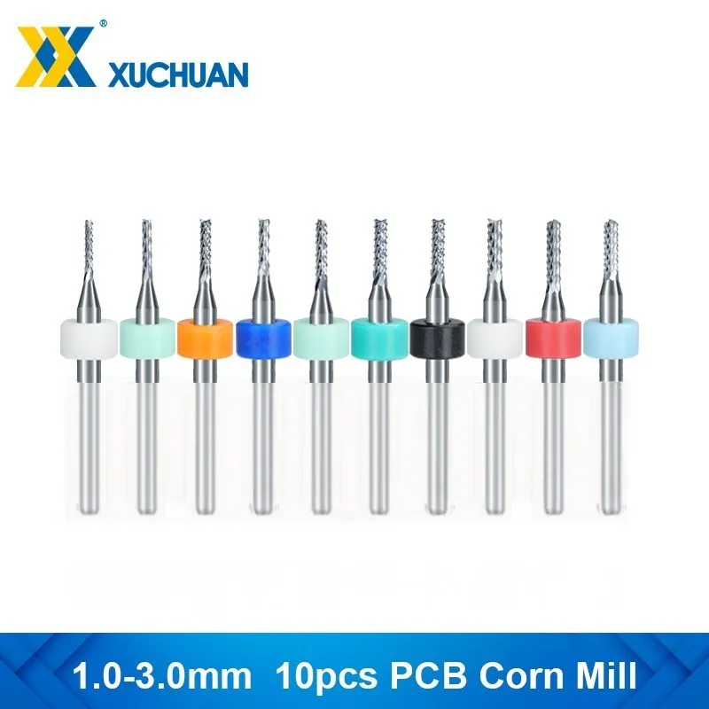 

Corn Engraving Cutter 0.5-3.0mm Carbide End Milling Cutter 10pcs 3.175mm(1/8") Shank CNC Router Bits Set for PCB Machine