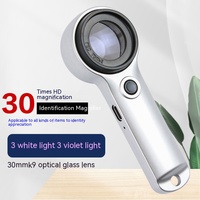 Handheld Magnifying Glass 30X Usb Charging for Reading Antiques Magnifier Glasses Uv Purple Light Banknote Verification