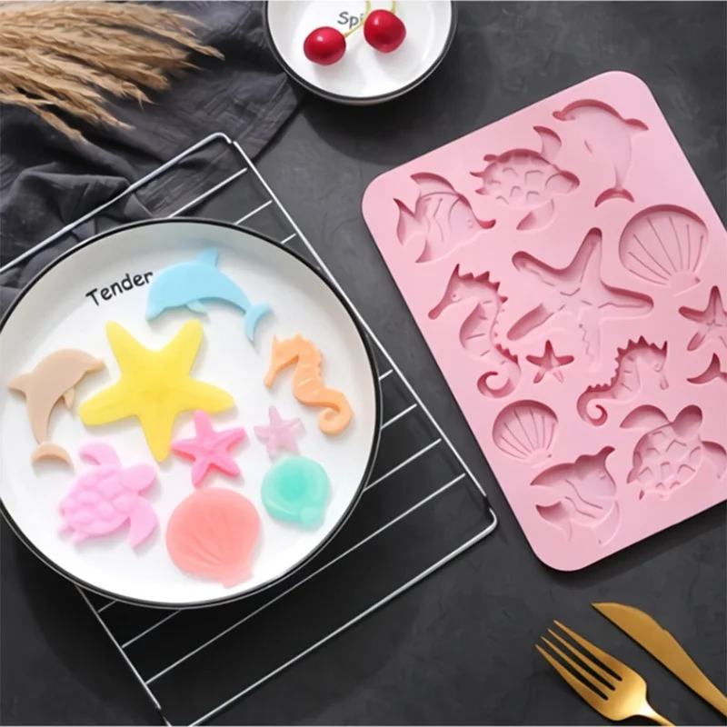 

Underwater World Conch Shell Starfish Silicone Mold 3D DIY Chocolate Biscuit candy Cake Decoration Baking Mould Tools