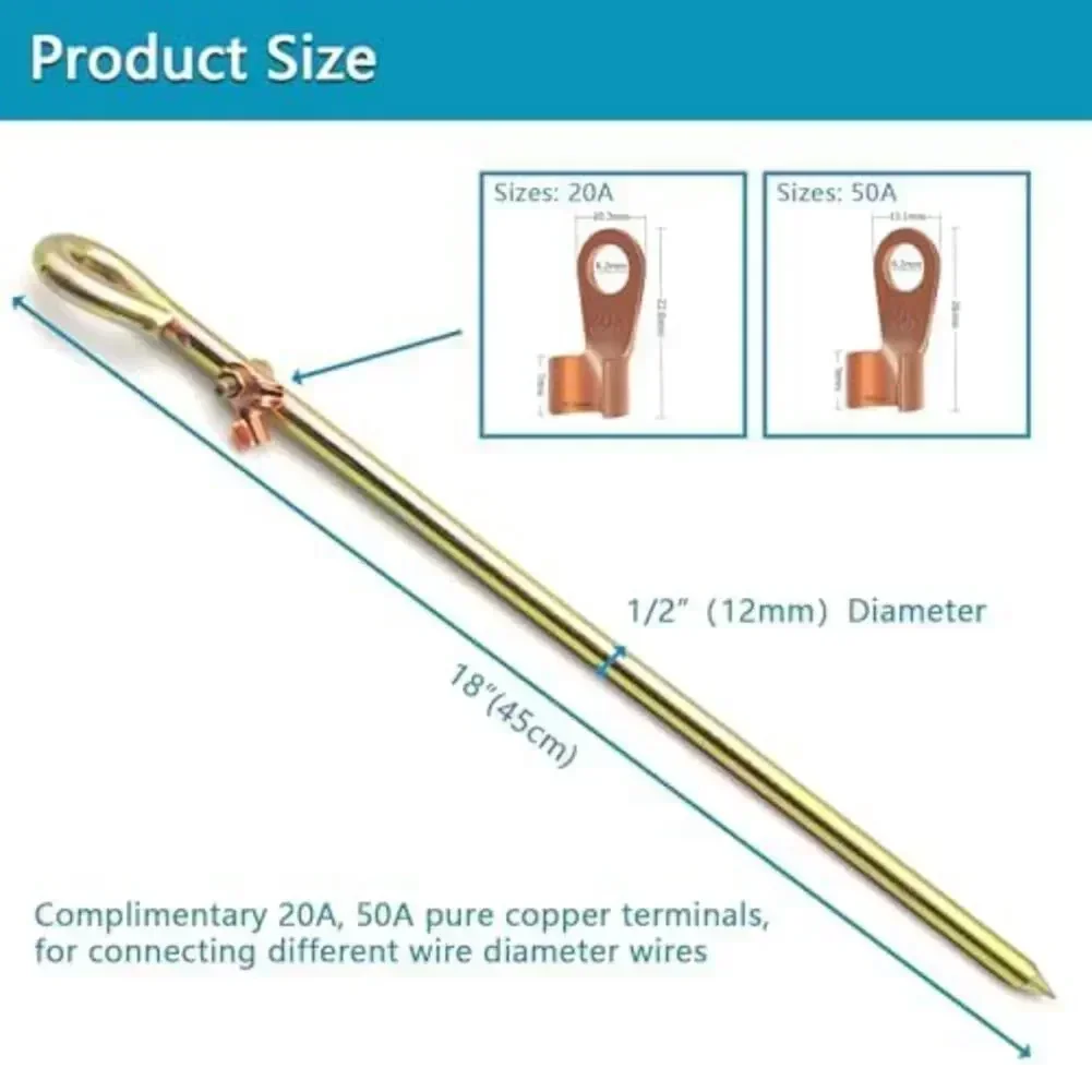 Generator Grounding Rod Kit For Solar Electric Fence Grounding Wire And Antenna For Electrical Equipment Tool Accessory In Stock